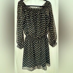 White House Black Market Black and Cream Geometric Dress